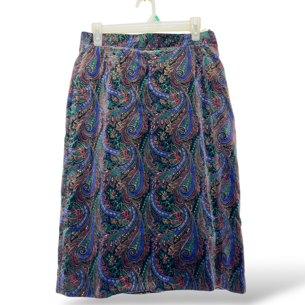 TanJay Petite 14‎ Vintage skirt Damask Ornate 90s Art Midi Women’s size 14 (G10)